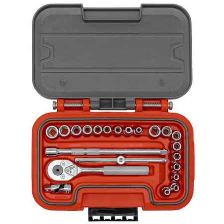 1/4 in Drive Socket Set Metric, SAE 22 Pieces 5/32 in to 7/15 in, 4 mm to 10 mm, Chrome MPN:J47322S