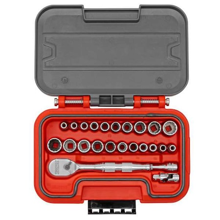 1/4 in Drive Socket Set Metric, SAE 24 Pieces 3/16 in to 9/16 in, 5 mm to 14 mm, Chrome MPN:J47324AS
