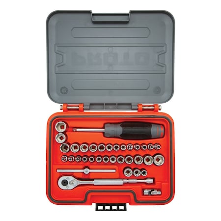 1/4 in Drive Socket Set Metric, SAE 36 Pieces 1/8 in to 5/8 in, 4 mm to 16 mm, Chrome MPN:J47336S