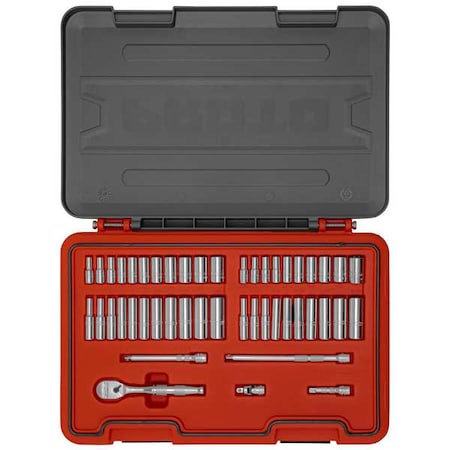 1/4 in Drive Socket Set Metric, SAE 47 Pieces 3/16 in to 9/16 in, 5 mm to 14 mm, Chrome MPN:J47347AS