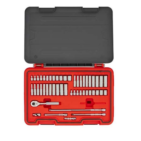 1/4 in Drive Socket Set Metric, SAE 51 Pieces 5/32 in to 9/16 in, 4 mm to 13 mm, Chrome MPN:J47351S