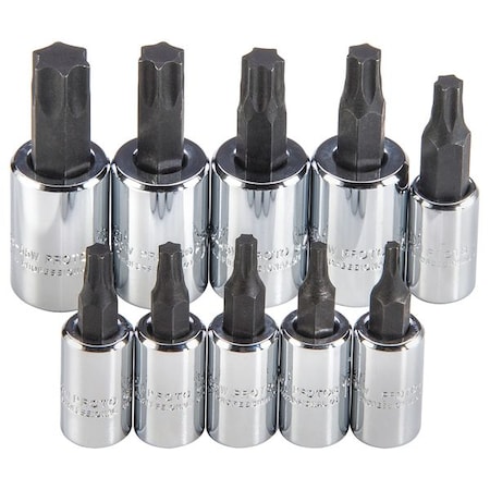 1/4 in, 3/8 in Drive Socket Bit Set, Metric, SAE, Torx, 10 pcs MPN:J4740C