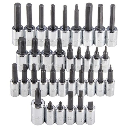 1/4 in, 3/8 in Drive Socket Bit Set, Metric, 37 pcs MPN:J4770-37