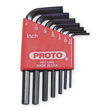 7 Piece SAE L-Shape Hex Key Set, J4982 MPN:J4982