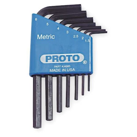 7 Piece Metric L-Shape Hex Key Set, J4985 MPN:J4985