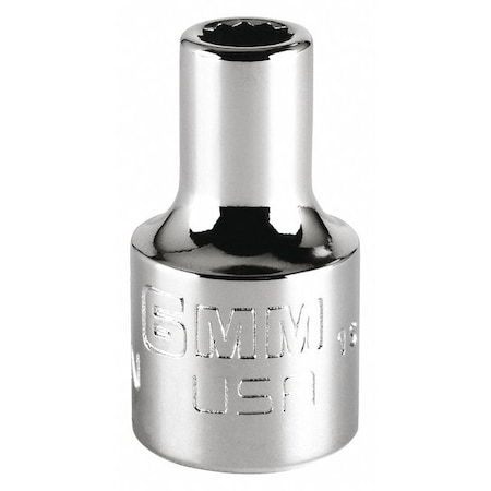 3/8 in Drive, 6mm Triple Square Metric Socket, 12 Points, Steel, Chrome, 6 mm MPN:J5206MN