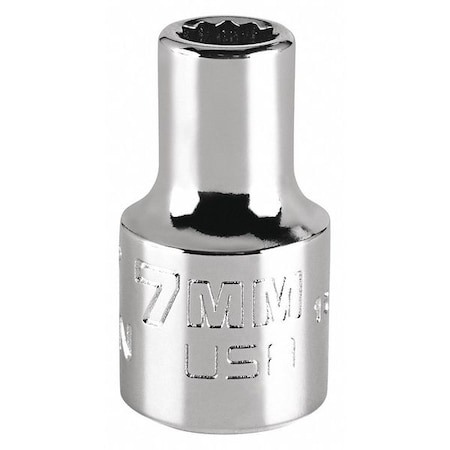 3/8 in Drive, 7mm Triple Square Metric, Socket, 12 Points, Steel, Chrome, 7 mm MPN:J5207MN
