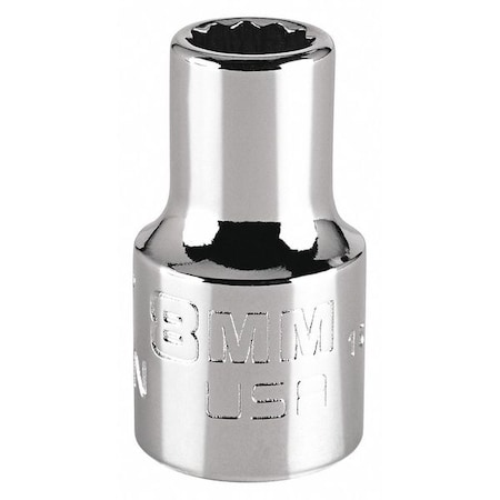 3/8 in Drive, 8mm Triple Square Metric Socket, 12 Points, Steel, Chrome, 8 mm MPN:J5208MN
