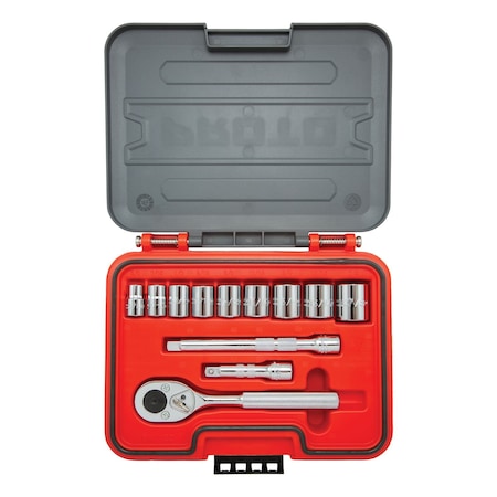 3/8 in Drive Socket Set SAE 12 Pieces 3/8 in to 7/8 in, Chrome MPN:J52112S