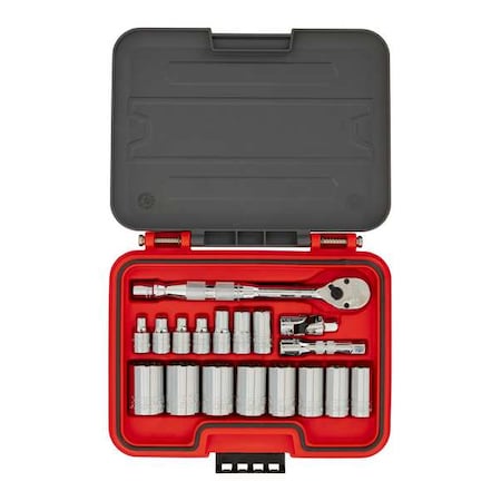 3/8 in Drive Socket Set SAE 19 Pieces 1/4 in to 1 in, Chrome MPN:J52119AS
