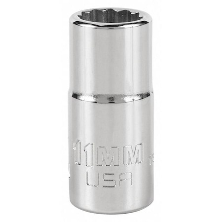 3/8 in Drive, Triple Square Metric Socket, 12 Points, Steel, Chrome, 11 mm MPN:J5211MN