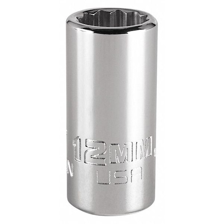 3/8 in Drive, Triple Square Metric Socket, 12 Points, Steel, Chrome, 12 mm MPN:J5212MN