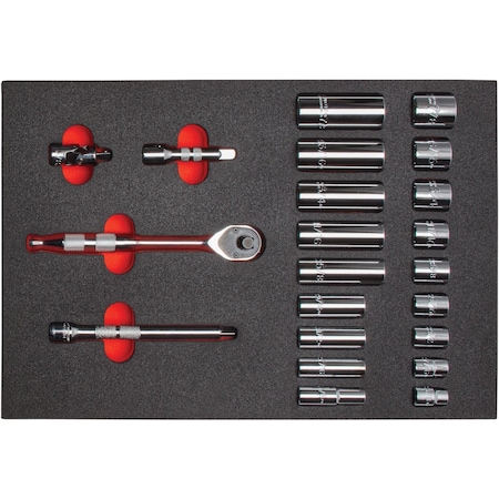 3/8 in Drive Socket Sets SAE 22 Pieces 3/8 to 7/8 in, Polished, J52134HTCKV MPN:J52134HTCKV