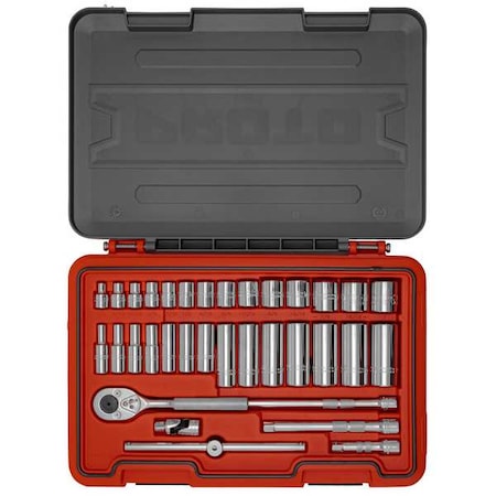 3/8 in Drive Socket Set SAE 34 Pieces 1/4 in to 1 in, Chrome MPN:J52134S