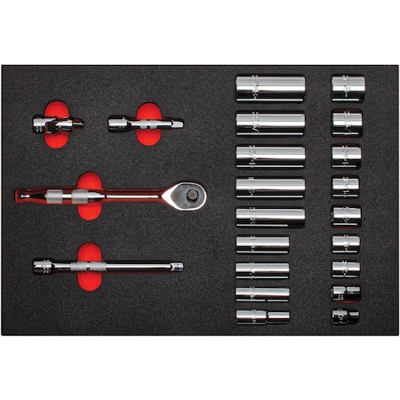 3/8 in Drive Socket Sets SAE 22 Pieces 3/8 to 7/8 in, Polished, J52136HTCKV MPN:J52136HTCKV
