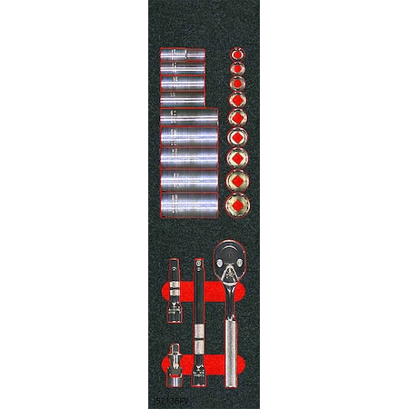3/8 in Drive Socket Sets SAE 22 Pieces 3/8 in to 7/8 in, Polished MPN:J52136KV