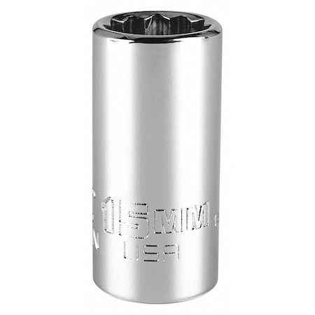 3/8 in Drive, Triple Square Metric Socket, 12 Points, Steel, Chrome, 15 mm MPN:J5215MN