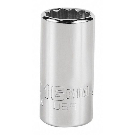 3/8 in Drive, Triple Square Metric Socket, 12 Points, Steel, Chrome, 16 mm MPN:J5216MN