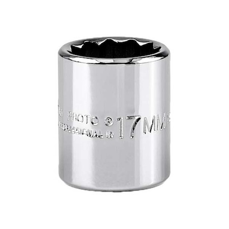 3/8 in Drive, 17mm Triple Square Metric Socket, 12 Points, Steel, Chrome, 17 mm MPN:J5217M