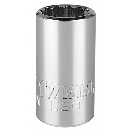 3/8 in Drive, Triple Square Metric Socket, 12 Points, Steel, Chrome, 17 mm MPN:J5217MN