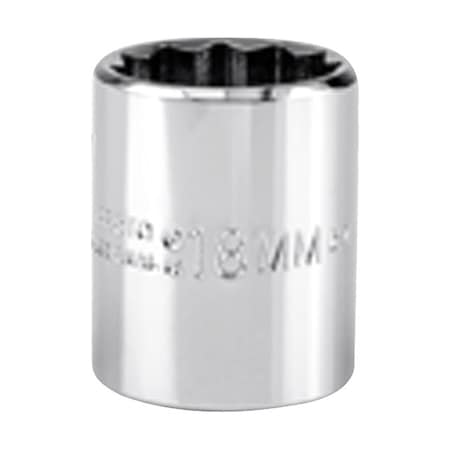 3/8 in Drive, 18mm Triple Square Metric Socket, 12 Points, Steel, Chrome, 18 mm MPN:J5218M