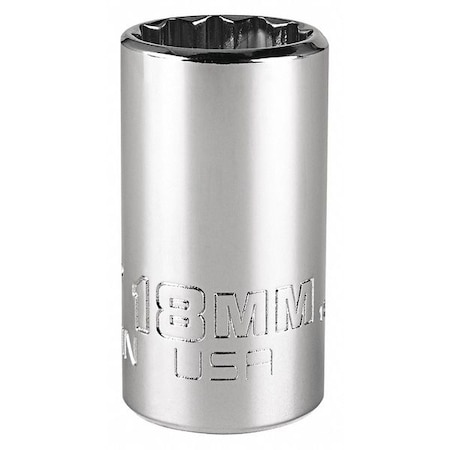 3/8 in Drive, Triple Square Metric Socket, 12 Points, Steel, Chrome, 18 mm MPN:J5218MN