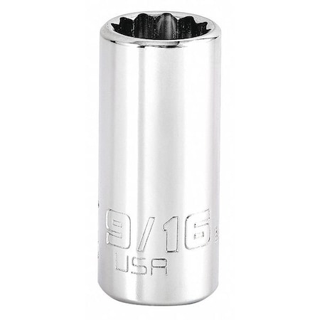 3/8 in Drive, Triple Square SAE Socket, 12 Points, Steel, Chrome, 9/16 in MPN:J5218N
