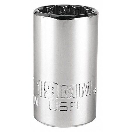 3/8 in Drive, Triple Square Metric Socket, 12 Points, Steel, Chrome, 19 mm MPN:J5219MN