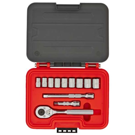 3/8 in Drive Socket Set Metric 12 Pieces 10 mm to 18 mm, Chrome MPN:J52212S
