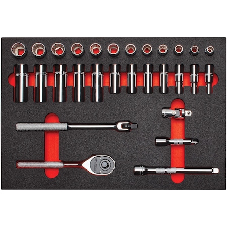 3/8 in Drive Socket Sets Metric, SAE 29 Pieces 8 to 19 mm, Polished MPN:J52222KV