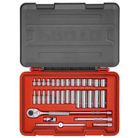 3/8 in Drive Socket Set Metric 34 Pieces 6 mm to 19 mm, Chrome MPN:J52234S