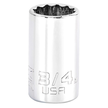 3/8 in Drive, Triple Square SAE Socket, 12 Points, Steel, Chrome, 3/4 in MPN:J5224N
