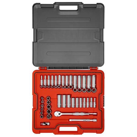 3/8 in Drive Socket Set Metric, SAE 53 Pieces 1/4 in to 3/4 in, 6 mm to 19 mm, Chrome MPN:J52353AS