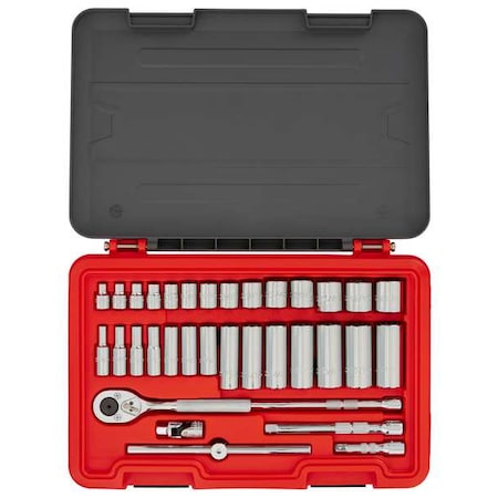 3/8 in Drive Socket Set Metric, SAE 63 Pieces 1/4 in to 1 in, 5.5 mm to 20 mm, Chrome MPN:J52363S