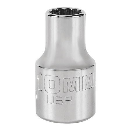 1/2 in Drive, 10mm Triple Square Metric Socket, 12 Points, Steel, Chrome, 10 mm MPN:J5410MN