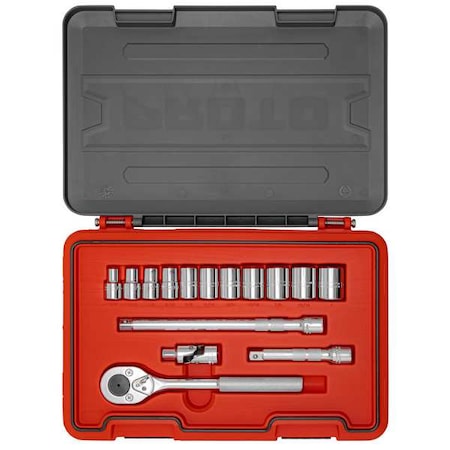 1/2 in Drive Socket Set SAE 15 Pieces 3/8 in to 1 in, Chrome MPN:J54115S