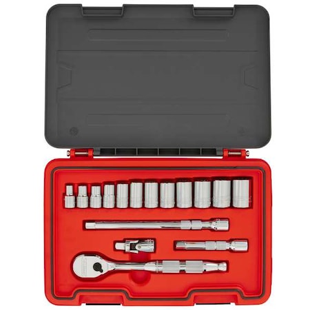 1/2 in Drive Socket Set SAE 16 Pieces 3/8 in to 1 1/16 in, Chrome MPN:J54116AS