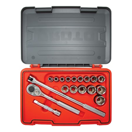 1/2 in Drive Socket Set SAE 18 Pieces 3/8 in to 11/16 in, Chrome MPN:J54118S