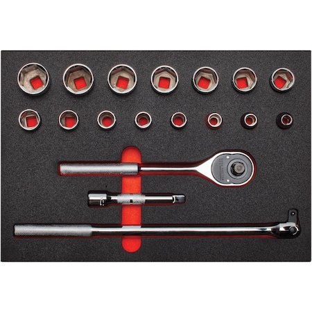 1/2 in Drive Socket Sets SAE 18 Pieces 3/8 to 1 1/4 in, Polished, J54122KV MPN:J54122KV