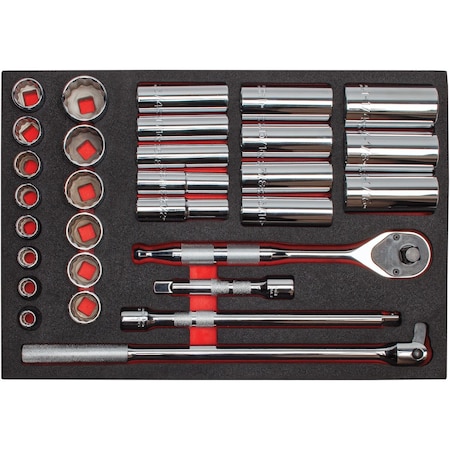 1/2 in Drive Socket Sets SAE 30 Pieces 1/2 to 1 1/4 in, Polished, J54126HTCKV MPN:J54126HTCKV