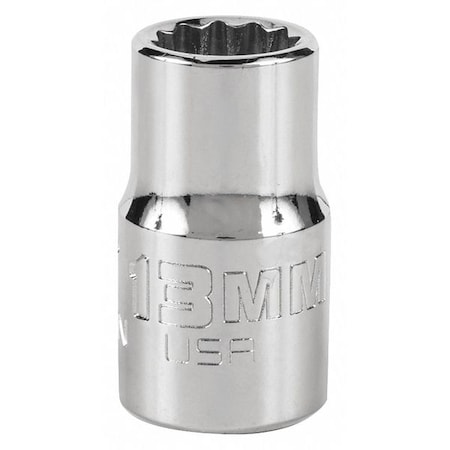 1/2 in Drive, 13mm Triple Square Metric Socket, 12 Points, Steel, Chrome, 13 mm MPN:J5413MN