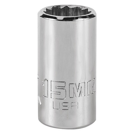 1/2 in Drive, 15mm Triple Square Metric, Socket, 12 Points, Steel, Chrome, 15 mm MPN:J5415MN