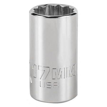 1/2 in Drive, Triple Square Metric Socket, 12 Points, Steel, Chrome, 17 mm MPN:J5417MN
