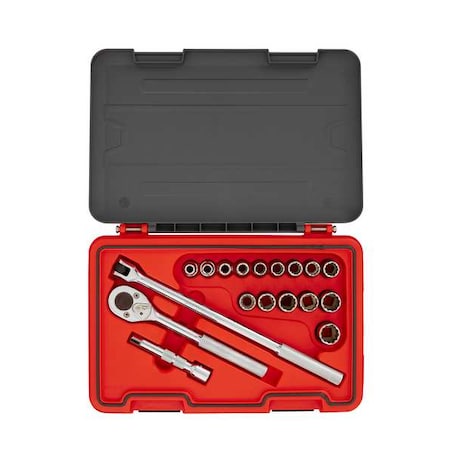 1/2 in Drive Socket Set Metric 18 Pieces 9 mm to 23 mm, Chrome, J54218T MPN:J54218T