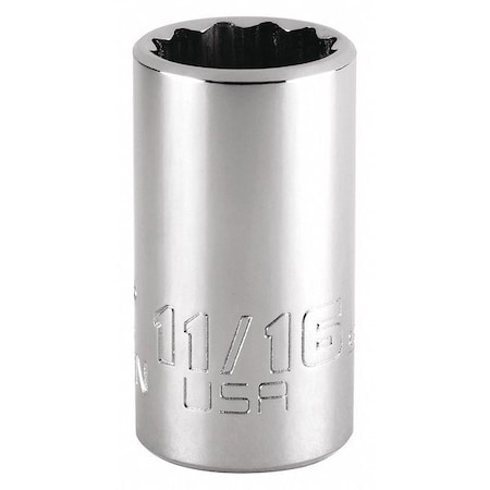 1/2 in Drive, Triple Square Metric Socket, 12 Points, Steel, Chrome, 21 mm MPN:J5421MN