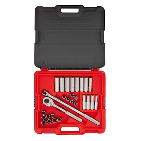1/2 in Drive Socket Set Metric 30 Pieces 8 mm to 21 mm, Chrome MPN:J54230T