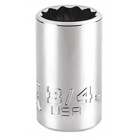 1/2 in Drive, Triple Square SAE Socket, 12 Points, Steel, Chrome, 3/4 in MPN:J5424N