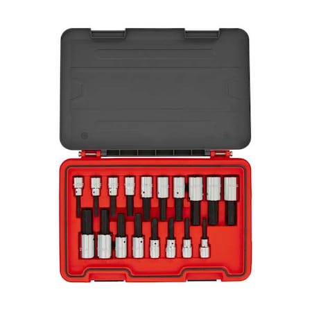 1/2 in Drive Hex Bit Set Metric, SAE 18 Pieces 1/4 in to 3/4 in, 6 mm to 19 mm, Chrome MPN:J54318H