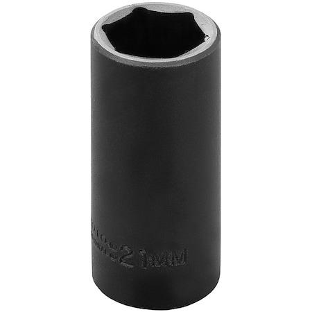 3/8 in Drive Impact Socket Deep Socket, black oxide, Steel, 21 mm MPN:J7021M