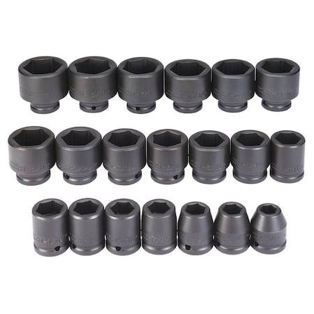 Impact Socket Set, 3/4 in Drive Size, SAE, Black Oxide, 20-Piece MPN:J72103